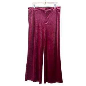 BiBi pink velour wide leg pants XL